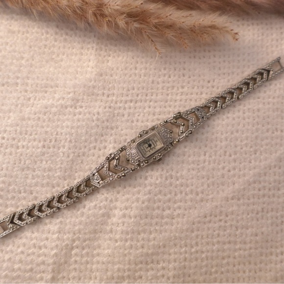 Vintage‎ Silver Bejeweled Quartz Timepiece